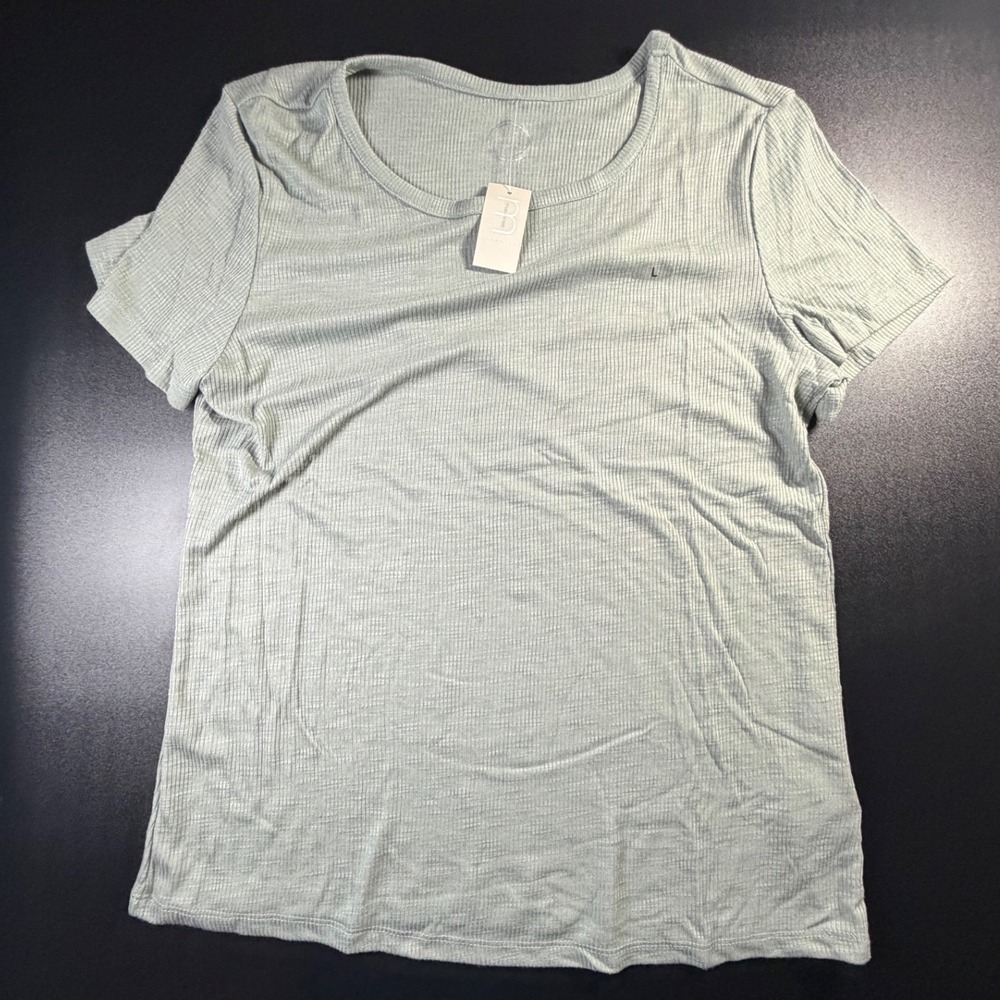 Maurices 24/7 Womens Ribbed Short Sleeve T-Shirt Sage Green Large NWT K14 - Picture 6 of 6